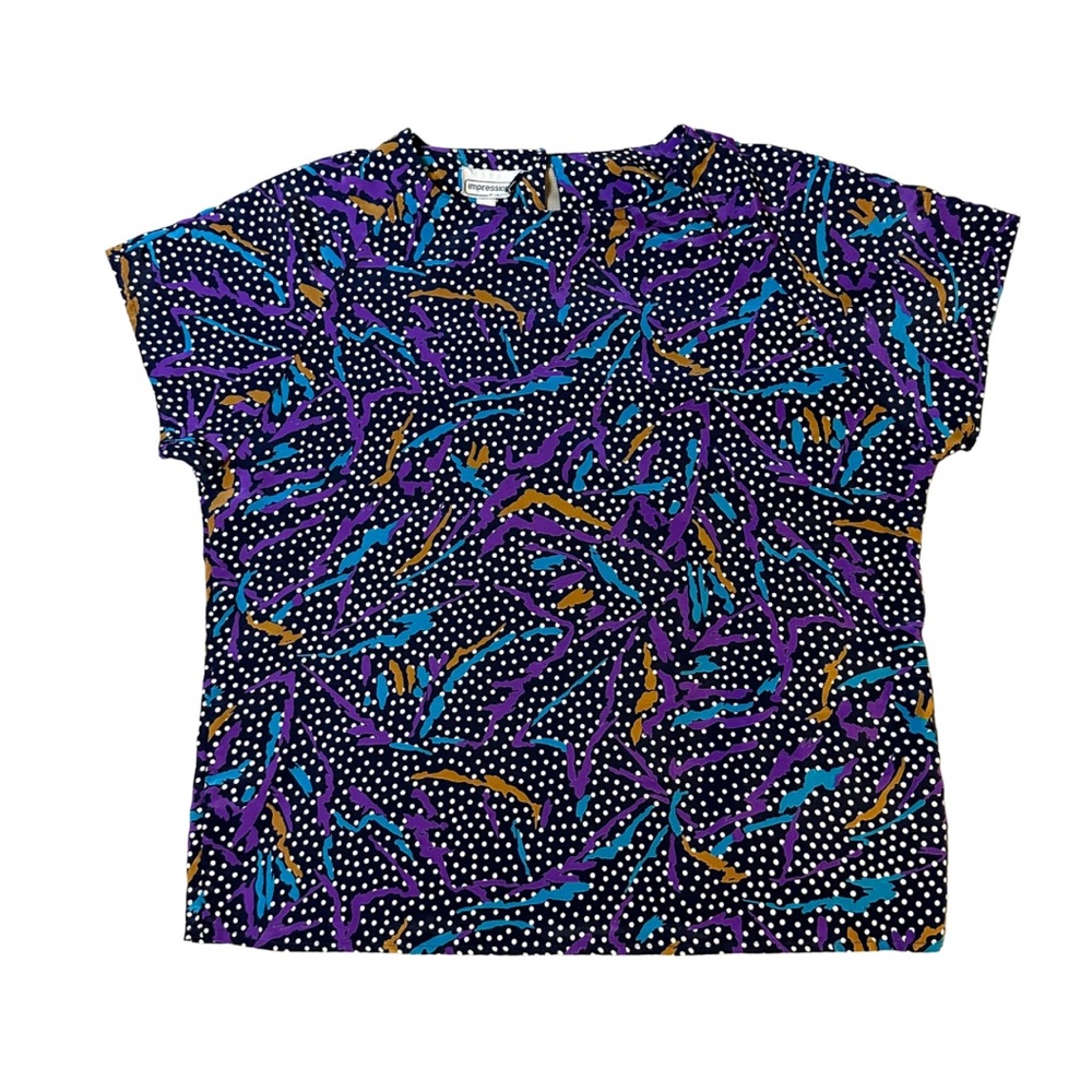 Vintage Fun Print Blouse Impressions by California sz.Large